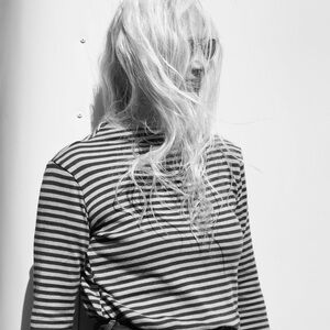 Gamine Workwear Striped Black and White Mock Mariniere Long Sleeve Sz. S